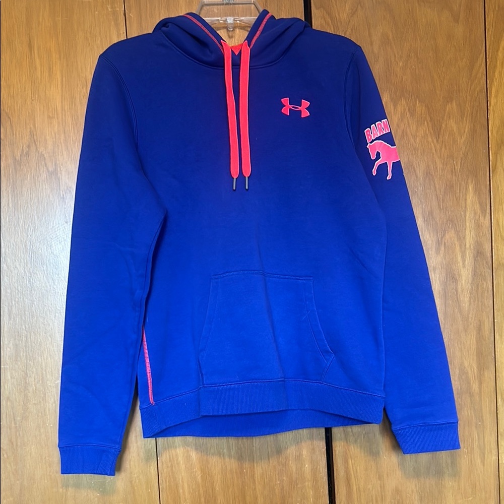 Under Armour Blue/Purple Hoodie with Pink Accents and “Barn Crew” Decal
